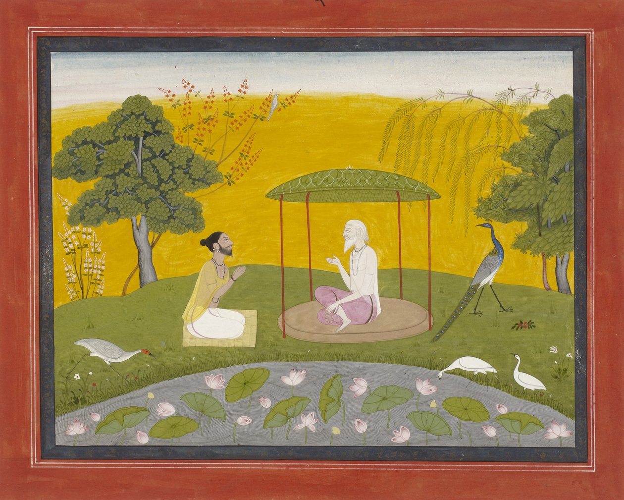Markandeya verwijst Jaimuni naar de vier wijze vogels, c.1800-20 door Indian School