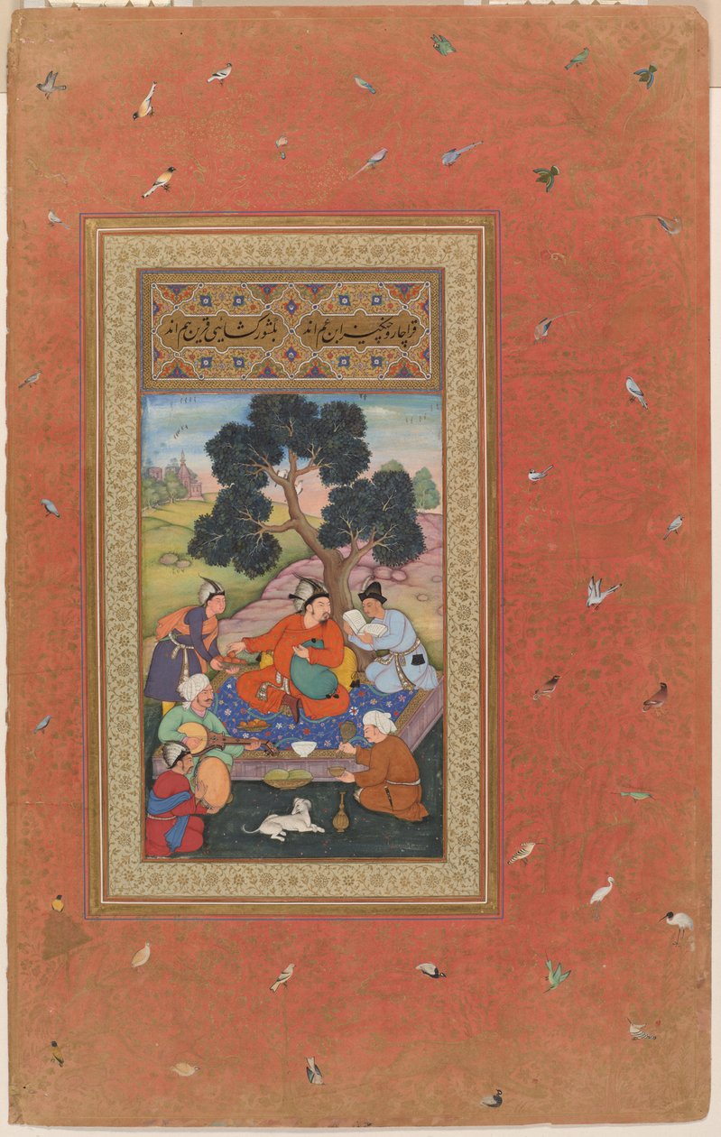 Mongoolse stamhoofd en begeleiders, folio uit het Gulshan Album (Rozen Tuin album), ca.1600 door Indian School