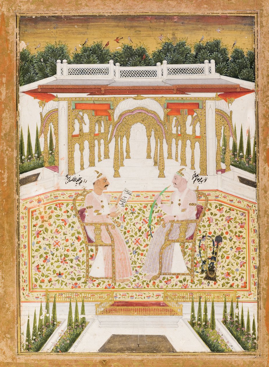 Nawab Mir Alam Bahadur en Raja Chandu Lal Bahadur, c.1800 door Indian School