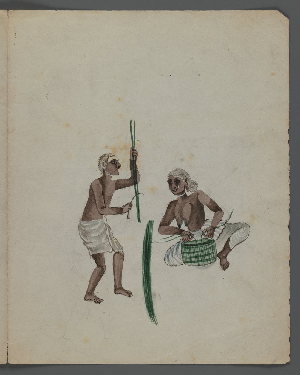 Een van een set van negen afbeeldingen die Indiërs in verschillende beroepen tonen door Indian School