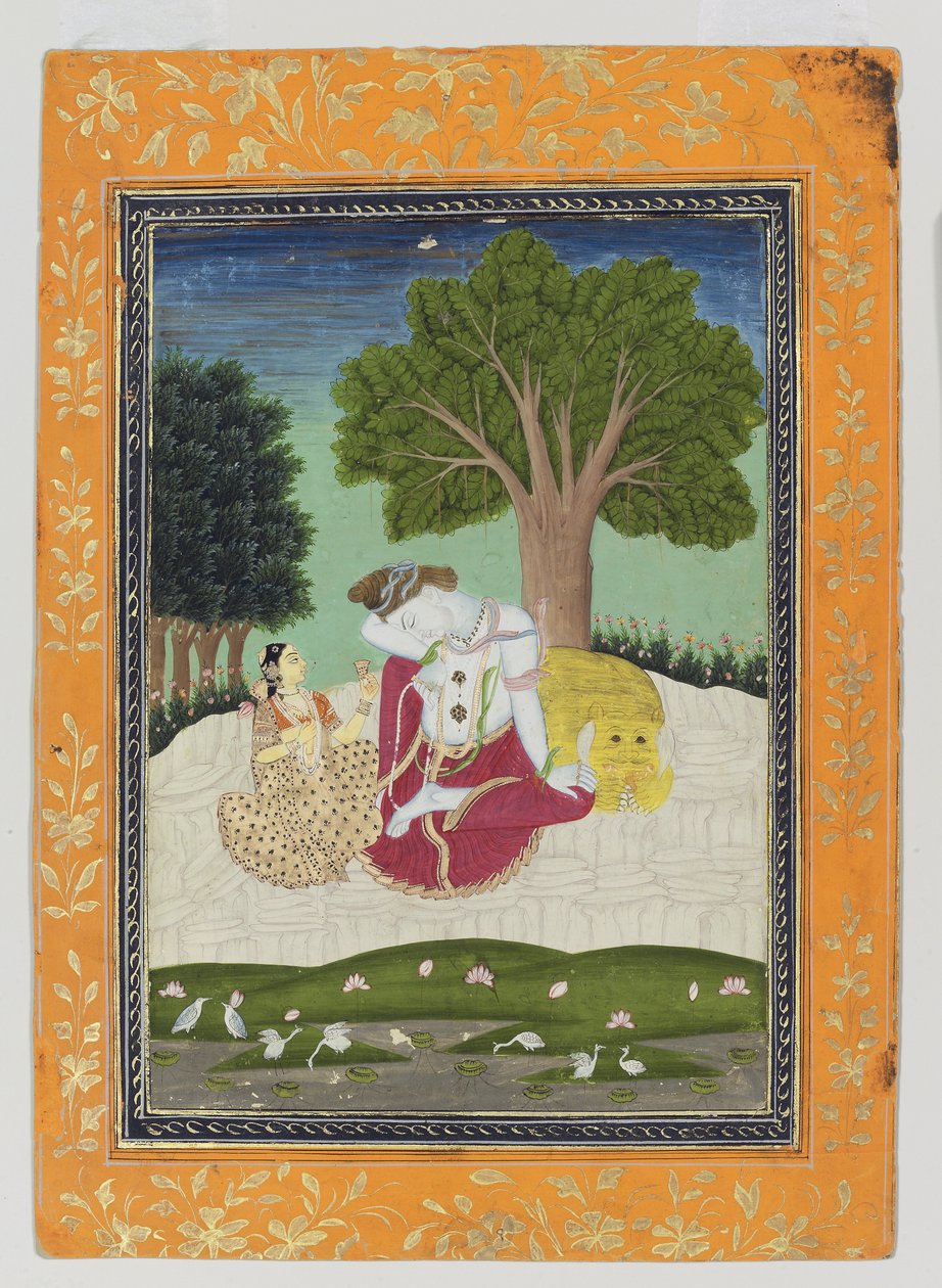 Parvati biedt Shiva een beker aan, c.1800 door Indian School