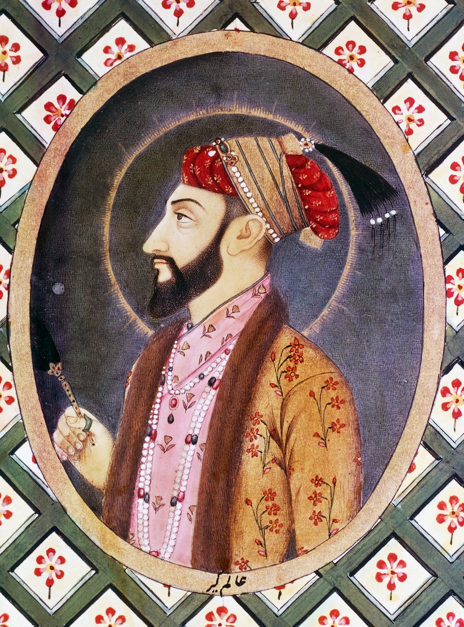 Portret van Mughal keizer Aurangzeb bekend als Alamgir I (1618-1707), heerser van India van 1658 tot 1717 door Indian School