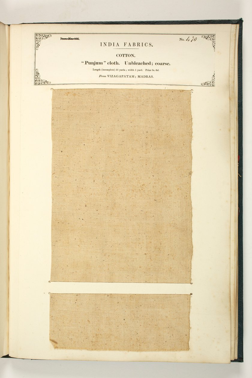 Punjum-stof, Vizagapatam, Madras, uit De Collectie van de Textielfabrikanten van India, door John Forbes Watson, uitgegeven in 1866 door Indian School