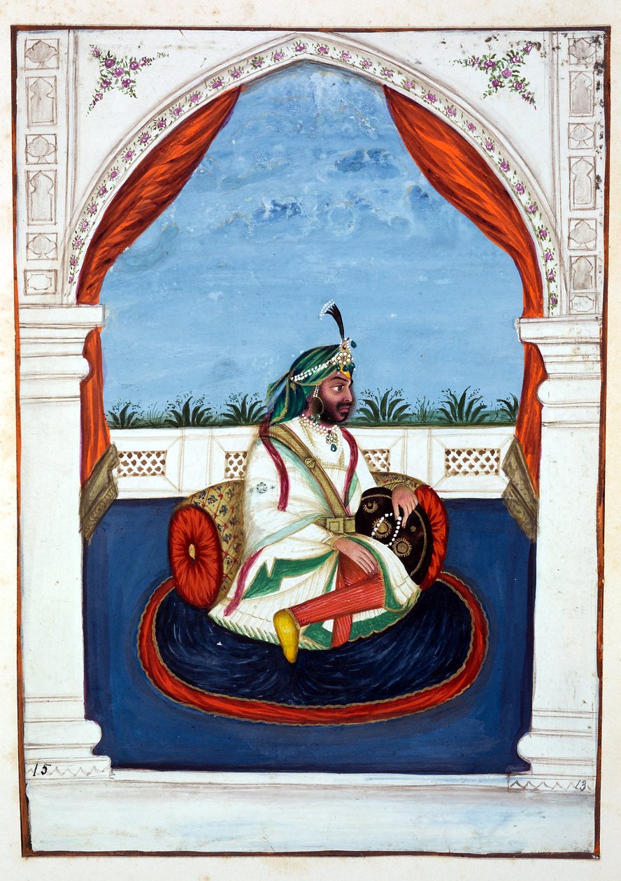 Rajah Lal Singh, uit Het Koninkrijk van Punjab, zijn Heersers en Hoofden, deel I, een deel van 27 aquarelstudies door een onbekende Indiase kunstenaar, ca. 1840 door Indian School