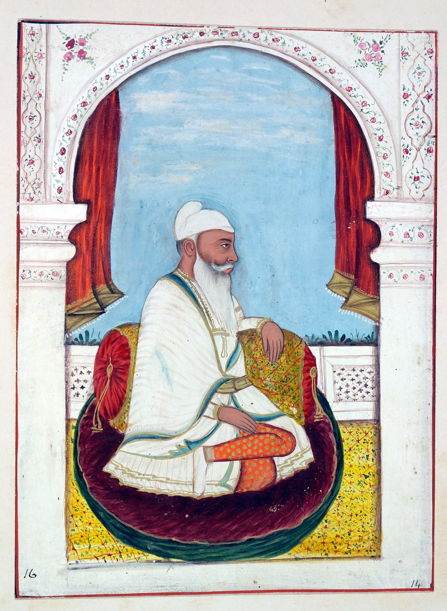 Rajah Lal Singh, uit Het Koninkrijk van Punjab, zijn Heersers en Hoofden, deel I, een deel van 27 aquarelstudies door een onbekende Indiase kunstenaar, ca. 1840 door Indian School