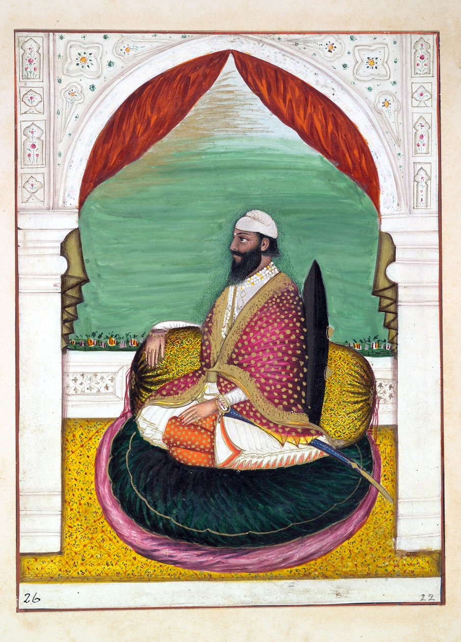 Sirdar Mangal Singh, uit Het Koninkrijk van Punjab, zijn Heersers en Hoofden, deel I, een deel van 27 aquarelstudies door een onbekende Indiase kunstenaar, ca. 1840 door Indian School