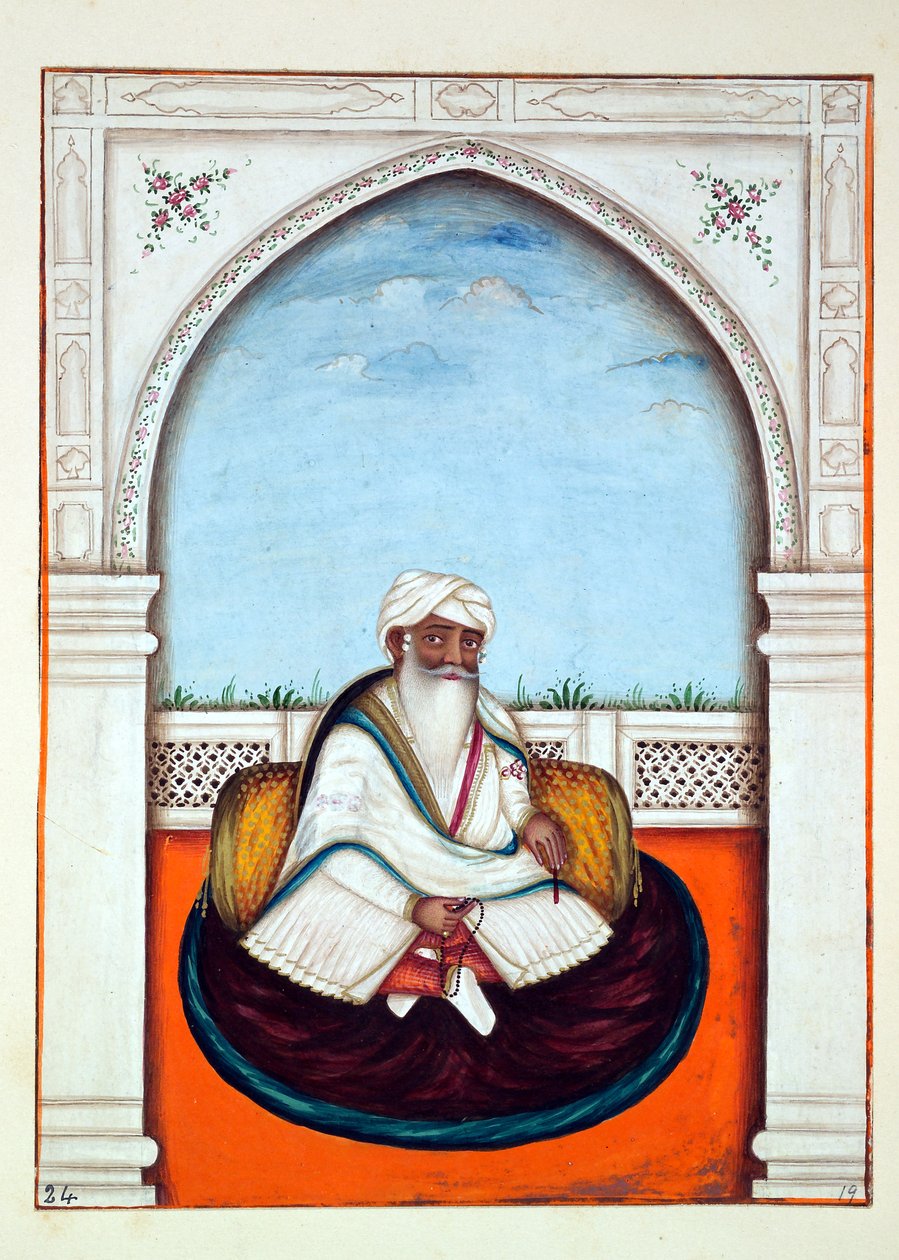 Sirdar Sham Singh, uit Het Koninkrijk van Punjab, zijn Heersers en Hoofden, deel I, een deel van 27 aquarelstudies door een onbekende Indiase kunstenaar, ca. 1840 door Indian School