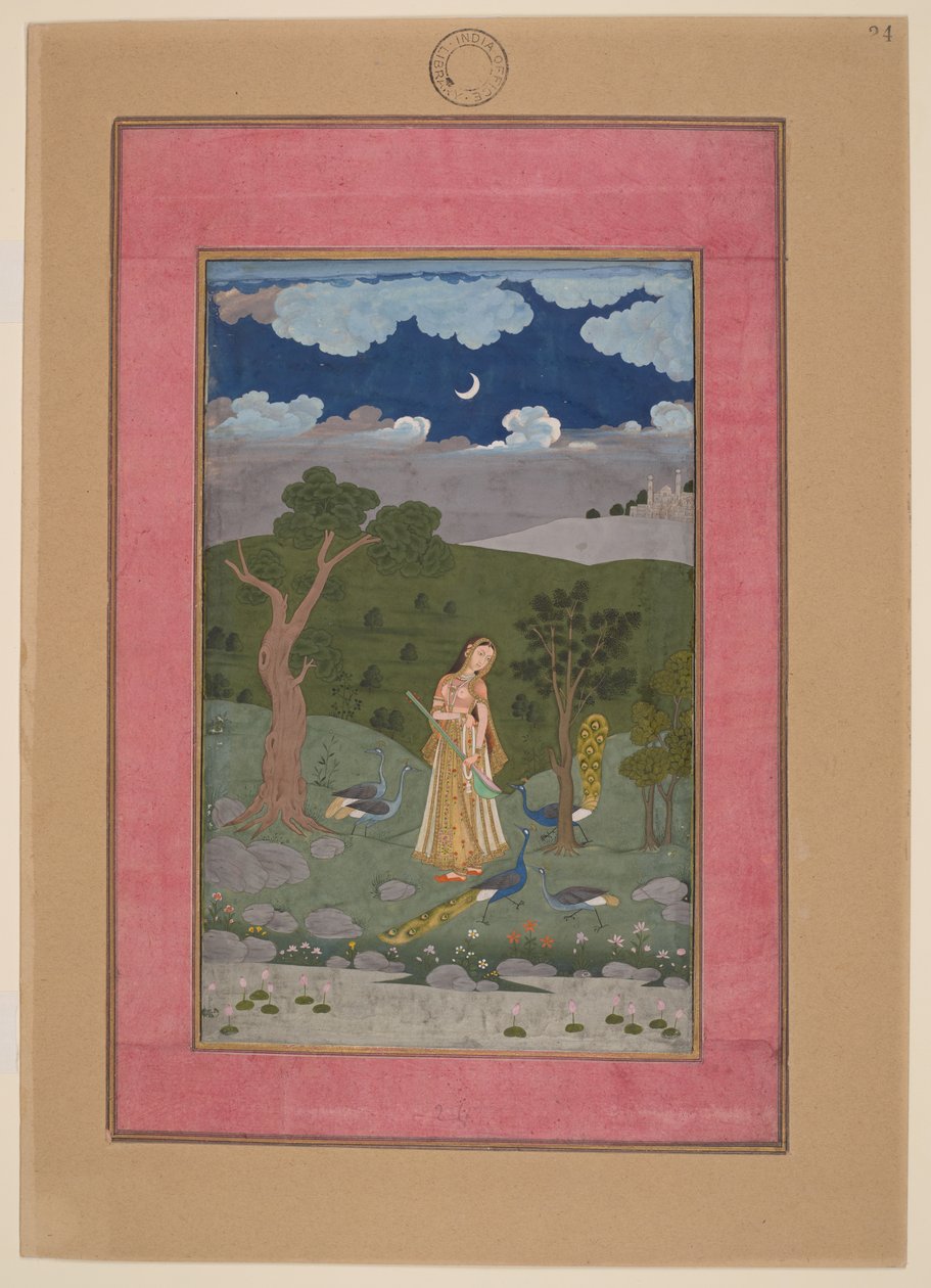 Sorath Ragini, India, Hyderabad, circa 1760; Johnson Album 37, nr. 24 (inkt, kleuren  goud op papier) door Indian School