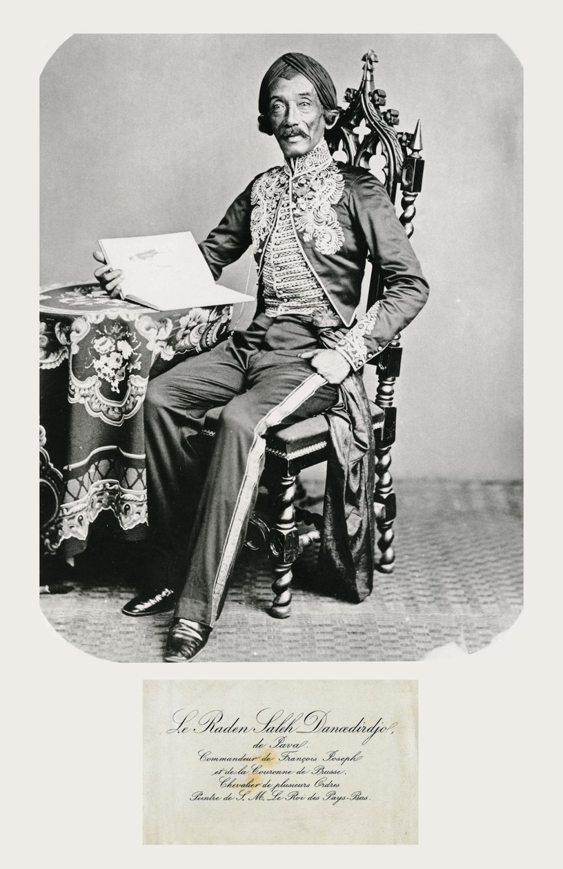 Portret van Raden Saleh en zijn visitekaartje, ca. 1850-70 door Indonesian School