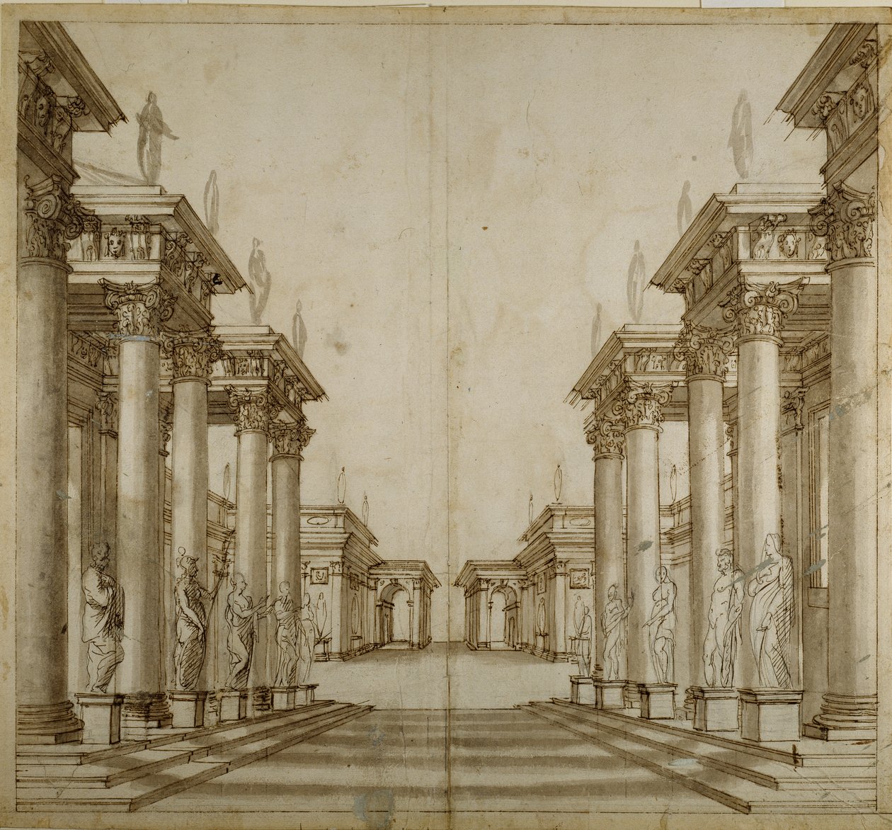 Een Romeins atrium door Inigo Jones