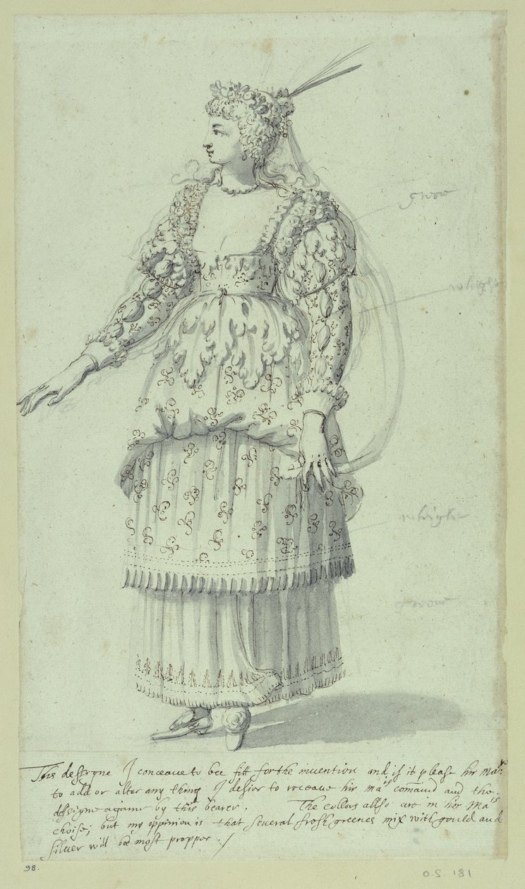 Chloris: laatste schets voor Henrietta Maria, ca. 1631 door Inigo Jones