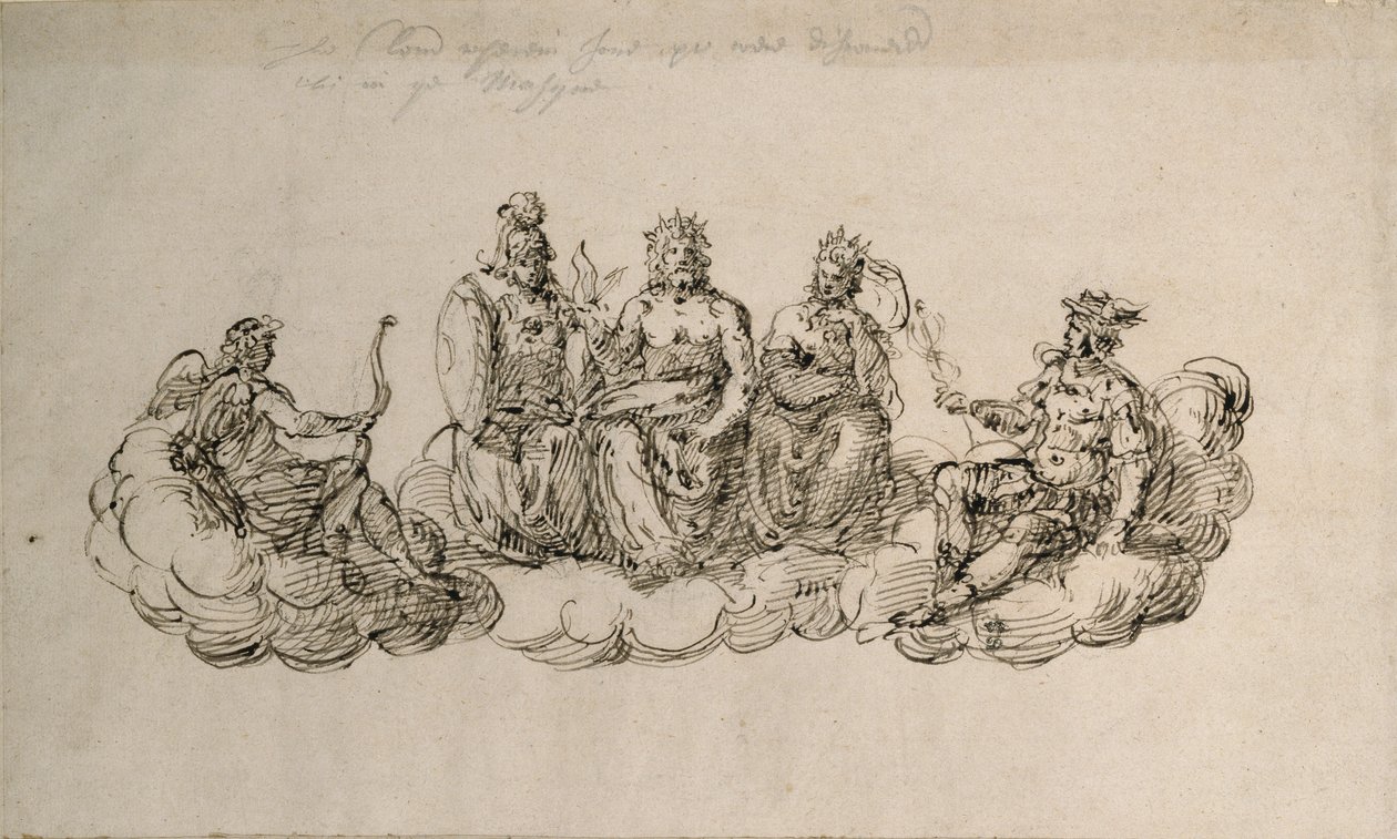 Jupiter met de senaat van de goden, ca. 1622 door Inigo Jones