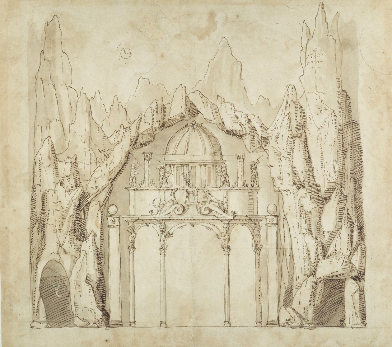 Paleis in een grot, ca. 1611 door Inigo Jones