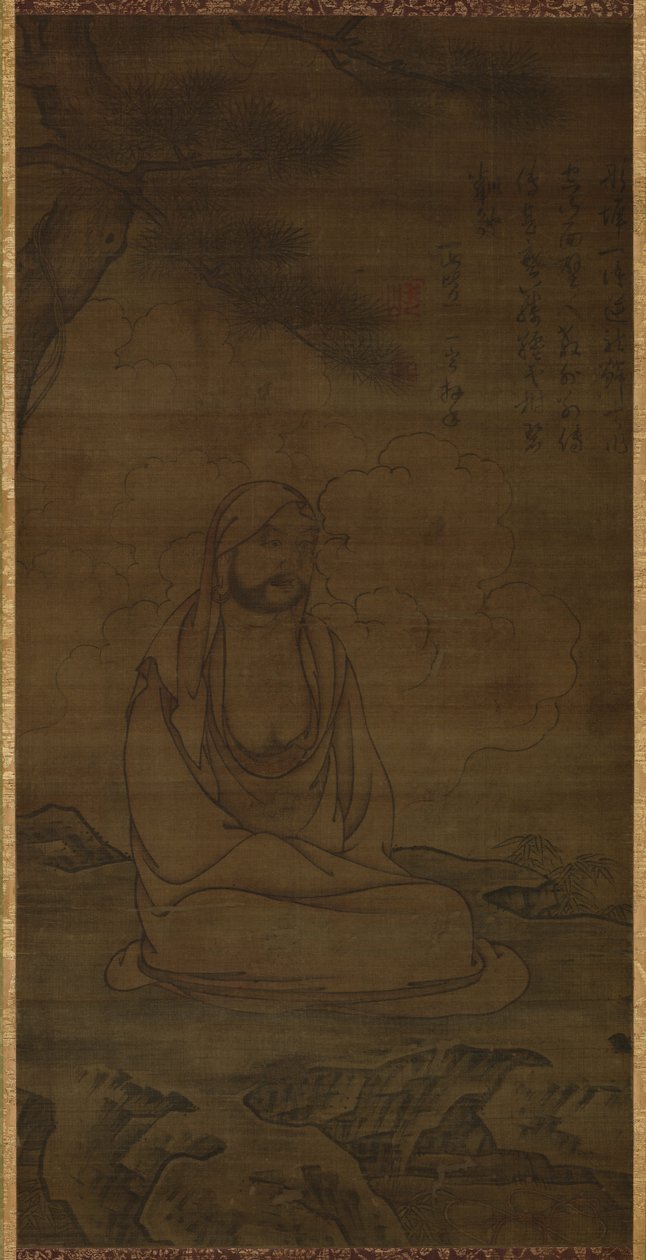 Bodhidarma onder dennenboom door Inscription by Issan Ichinei