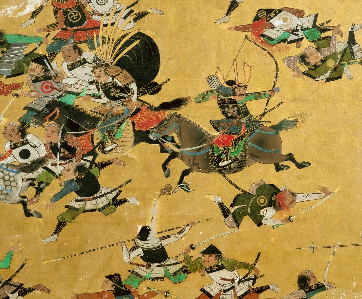 Een antiek Samoeraischerm dat de val van het kasteel van Osaka in 1615 afbeeldt door Ira Block