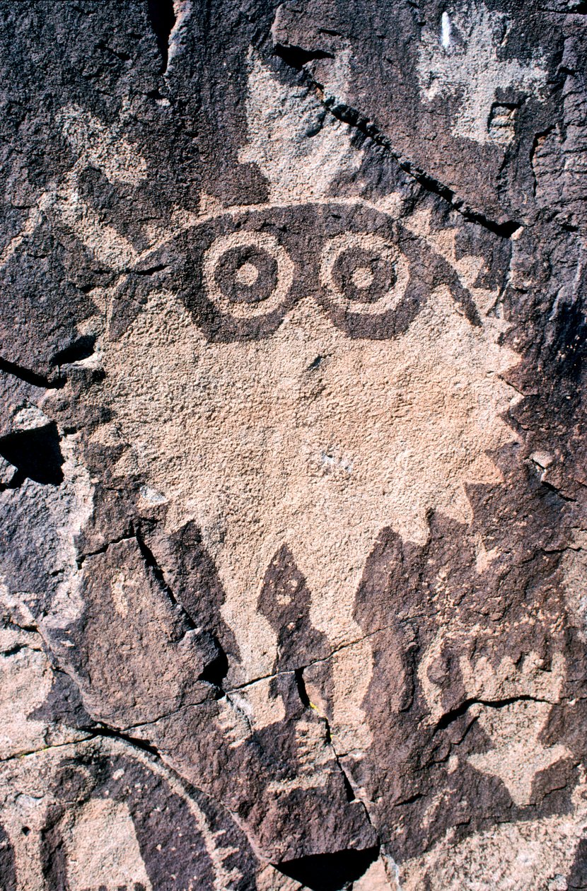 Anasazi-petroglyph (rotstekeningen) gravures in New Mexico door Ira Block