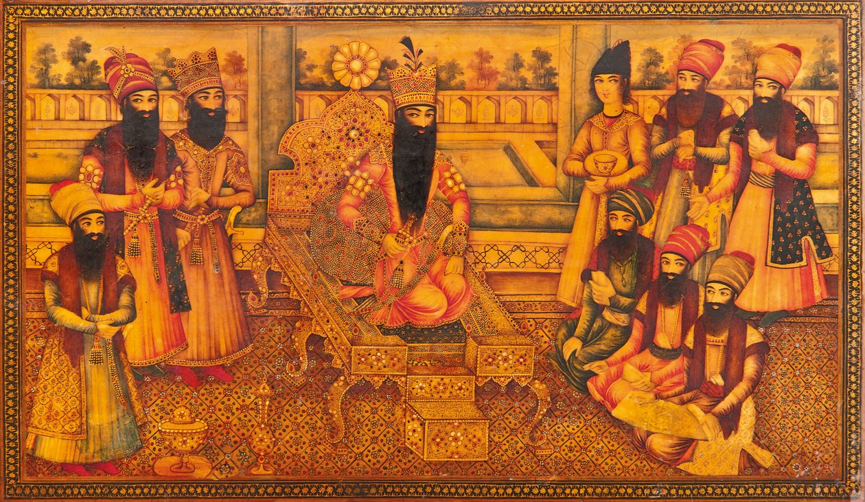 Detail van een Qajar-kist door Iranian School