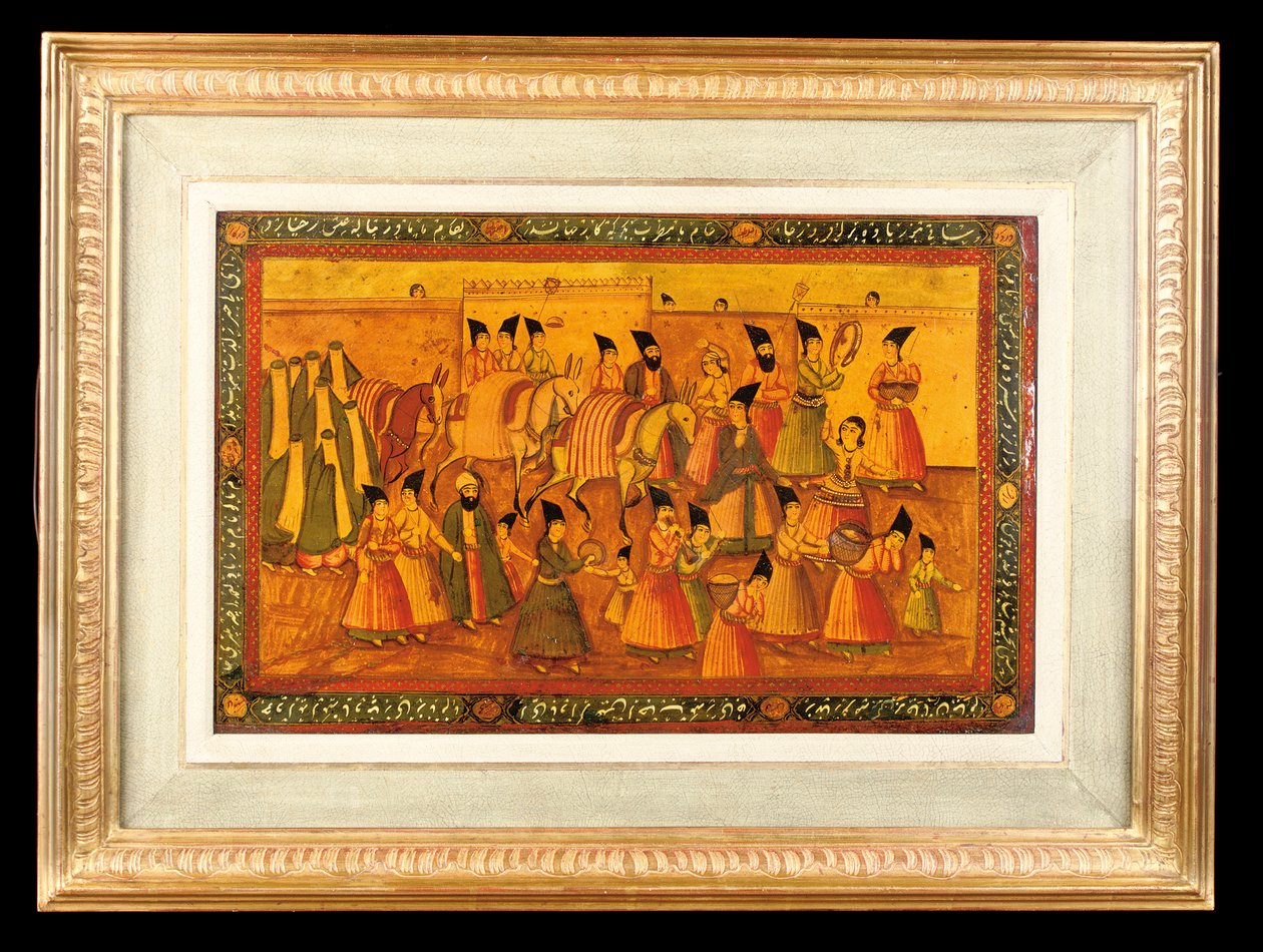 Een van een Paar Geschilderde Panelen, Qajar Iran, 1850-75 door Iranian School