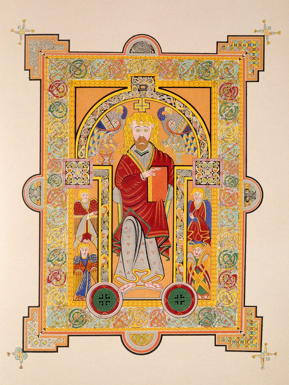 Sint Matteüs, uit een facsimile kopie van het Book of Kells, uitgegeven door Day & Son door Irish School
