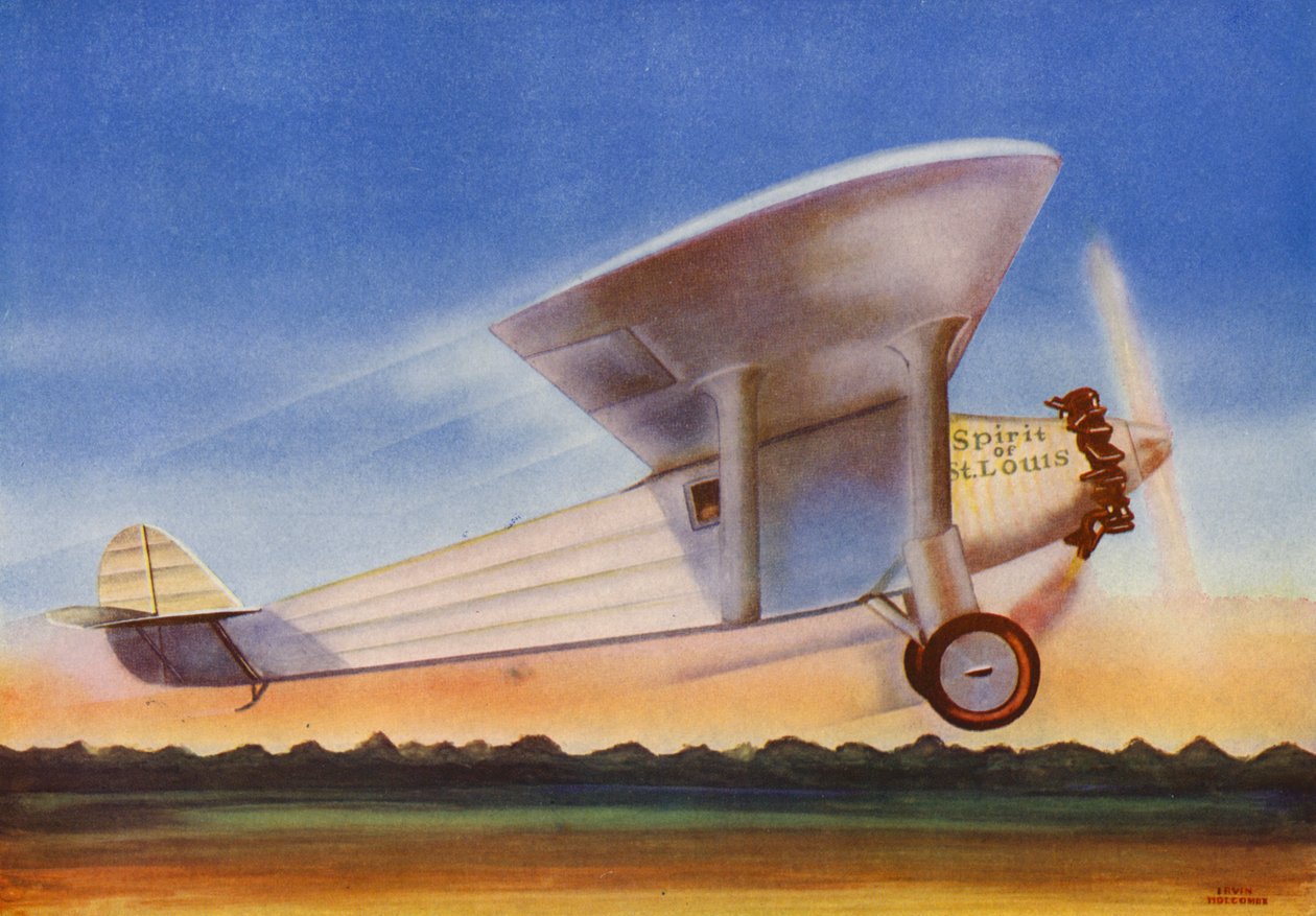 Ryan Monoplane, Spirit of St Louis (kleurenlitho) door Irvin L. Holcombe