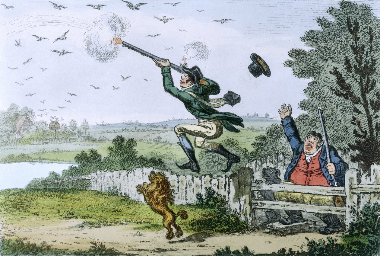 Cockney Sporters: Schieten op Vliegende, gegraveerd door James Gillray (1757-1815) 1800 door Isaac Robert Cruikshank