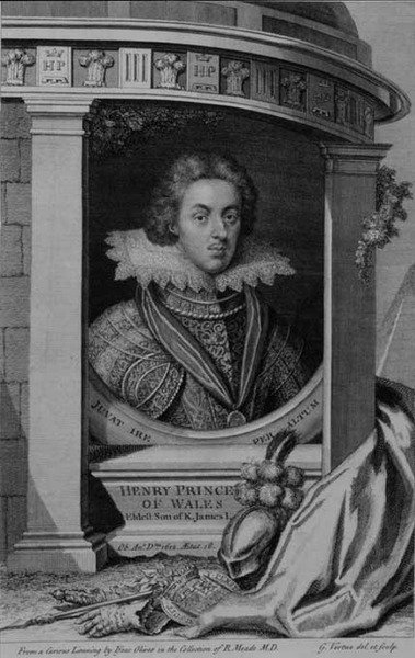 Henry (1594-1612) prins van Wales, gegraveerd door George Vertue (1684-1756) door Isaac (after) Oliver
