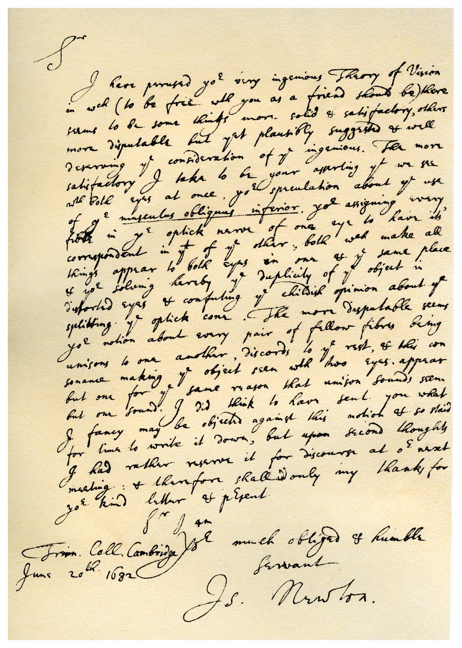 Brief van Sir Isaac Newton aan William Briggs, 20 juni 1682 door Isaac Newton