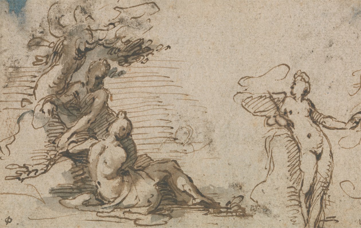 Klassieke studie van drie figuren door Isaac Oliver