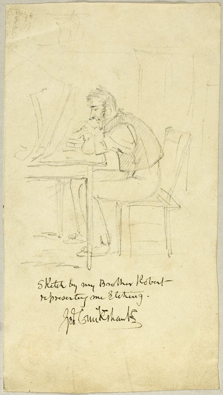 George Cruikshank maakt een ets door Isaac Robert Cruikshank