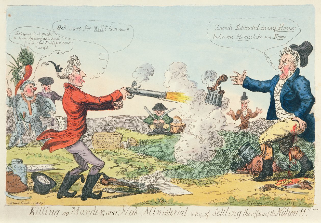 Killing no Murder, of een nieuwe ministeriële manier om de zaken van de natie te regelen!, 1809 door Isaac Robert Cruikshank