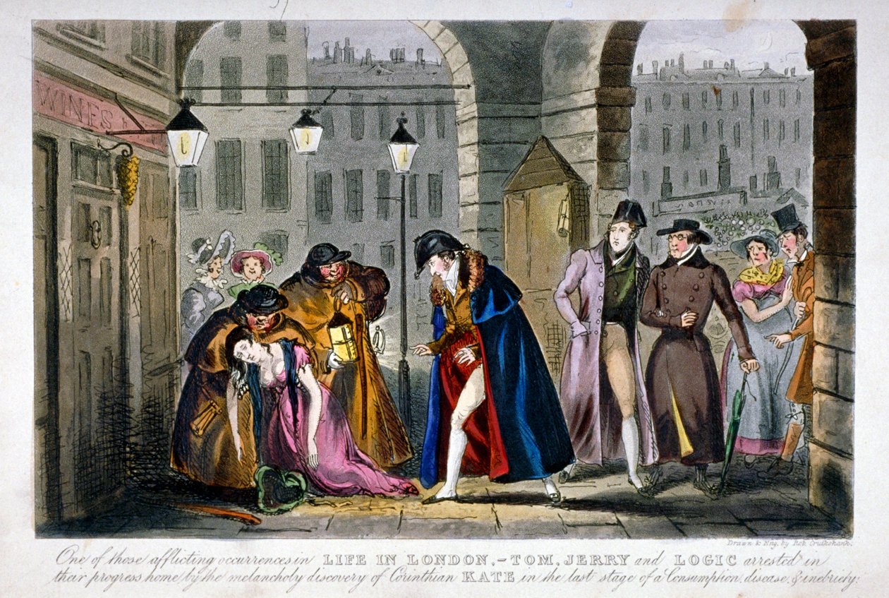 Scène in Covent Garden, Westminster, Londen door Isaac Robert Cruikshank