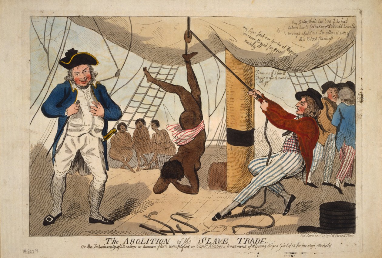 De Afschaffing van de Slavenhandel, of de onmenselijkheid van handelaren in menselijk vlees geïllustreerd in Captn. door Isaac Robert Cruikshank