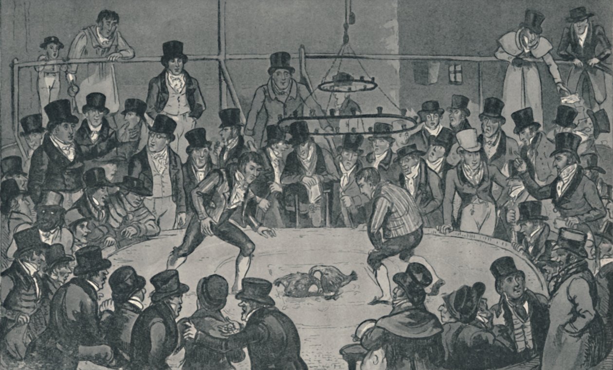 Bij de Koninklijke Cockpit, 1821 door Isaac, Robert and George Cruikshank