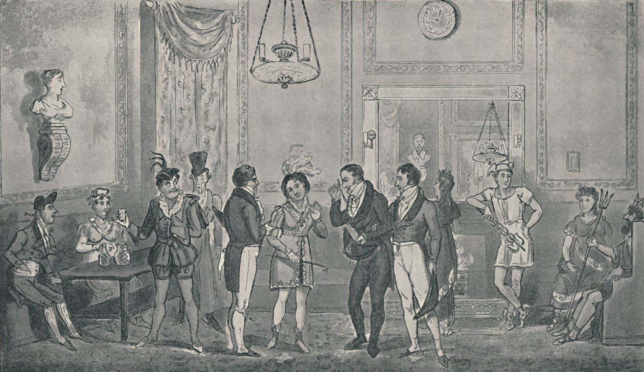 De Groene Kamer in het Drury Lane Theater, 1821, 1920 door Isaac, Robert and George Cruikshank