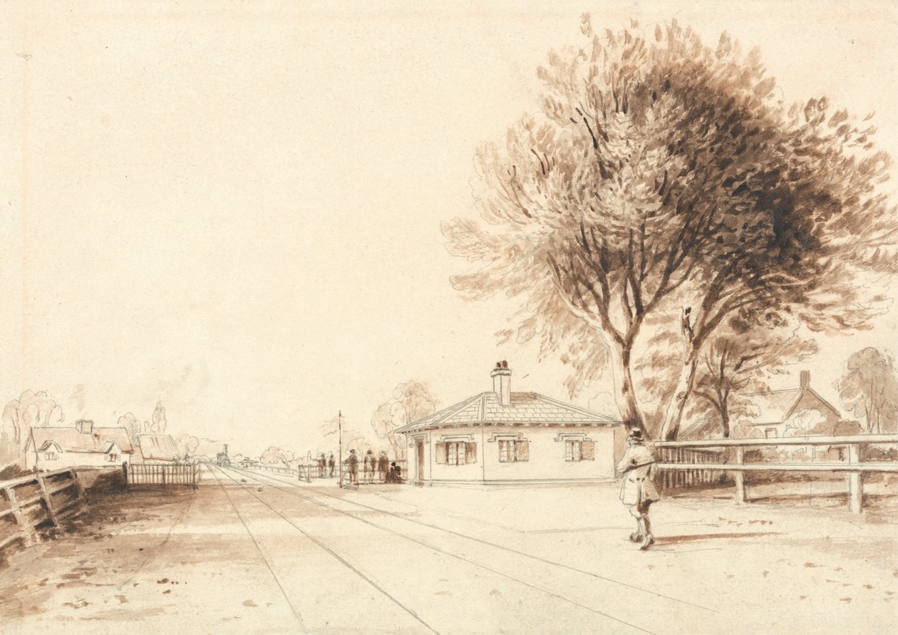Uitzicht op de lijn van de Liverpool en Manchester Railway door Isaac Shaw