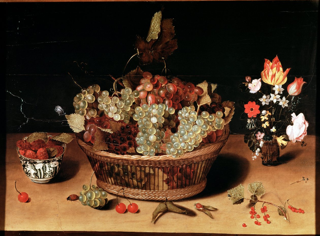Stilleven met bloemen en fruit door Isaac Soreau