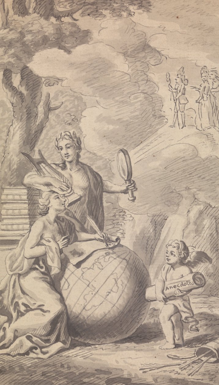 Frontispice Vol. VII, No. I voor 1775 uit Town and Country Magazine door Isaac Taylor