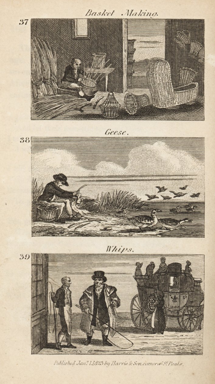 Ambachten in Regency Engeland: manden maken, ganzen plukken en zwepen door Isaac Taylor