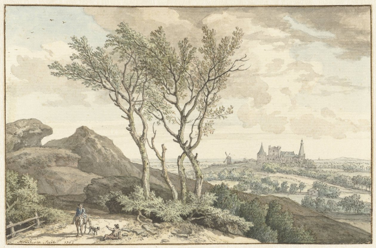 Gezicht op het kasteel van Bentheim door Isaac de Moucheron