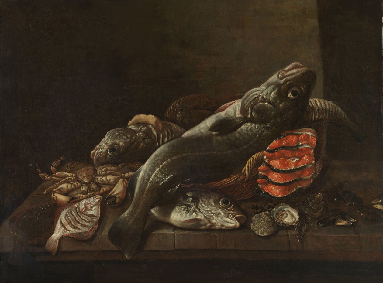 Stilleven met vis door Isaac van Duynen