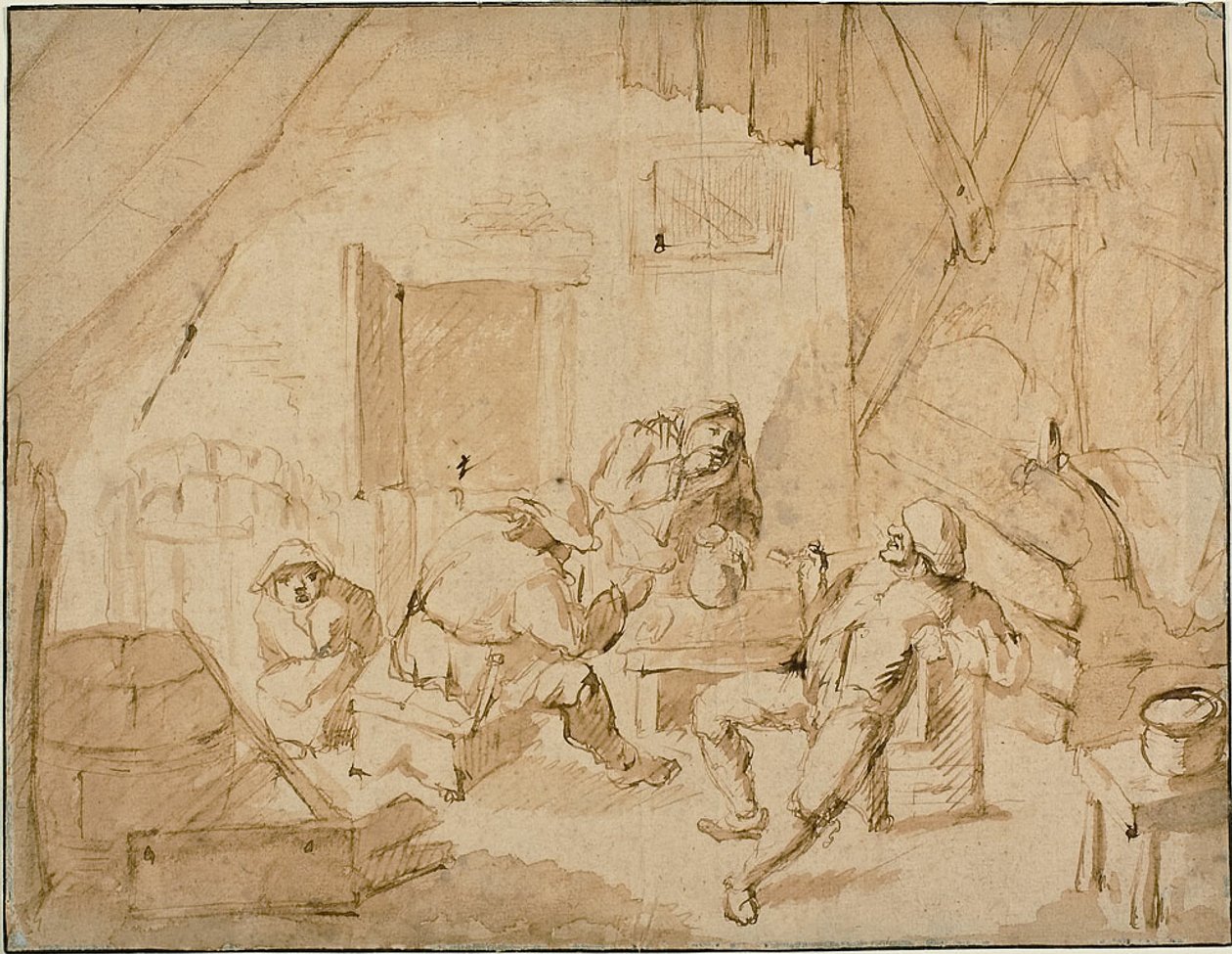 Boeren drinken door Isaac van Ostade
