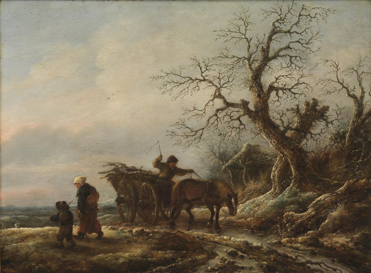 Een winters tafereel door Isaack van Ostade