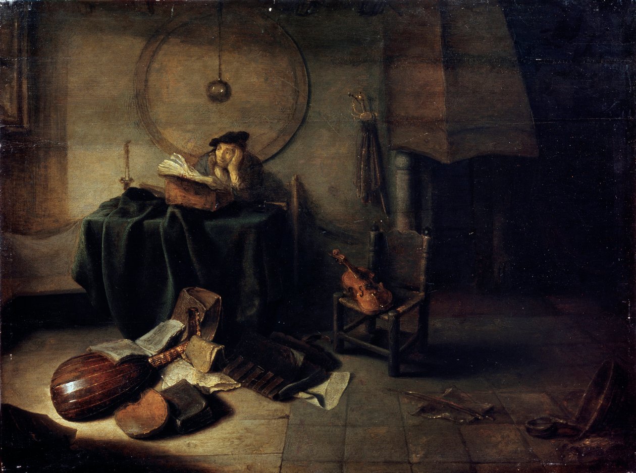 Melancholie II Wetenschapper in zijn studio, Nederlandse schilderij van de 17e eeuw door Isaak de Jouderville