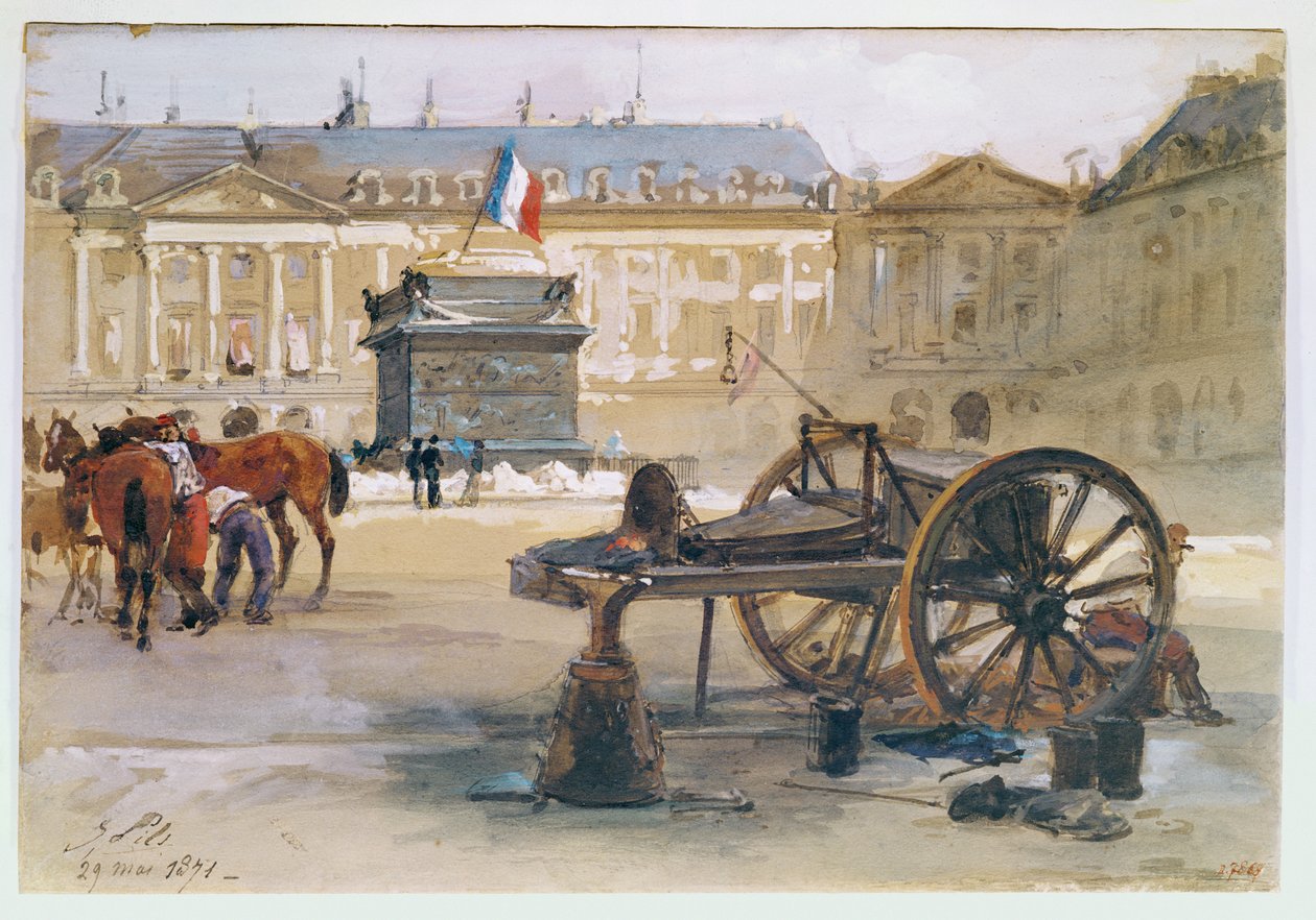 Parijse Commune: De val van de Vendômezuil, 29 mei 1871 door Isidore Pils