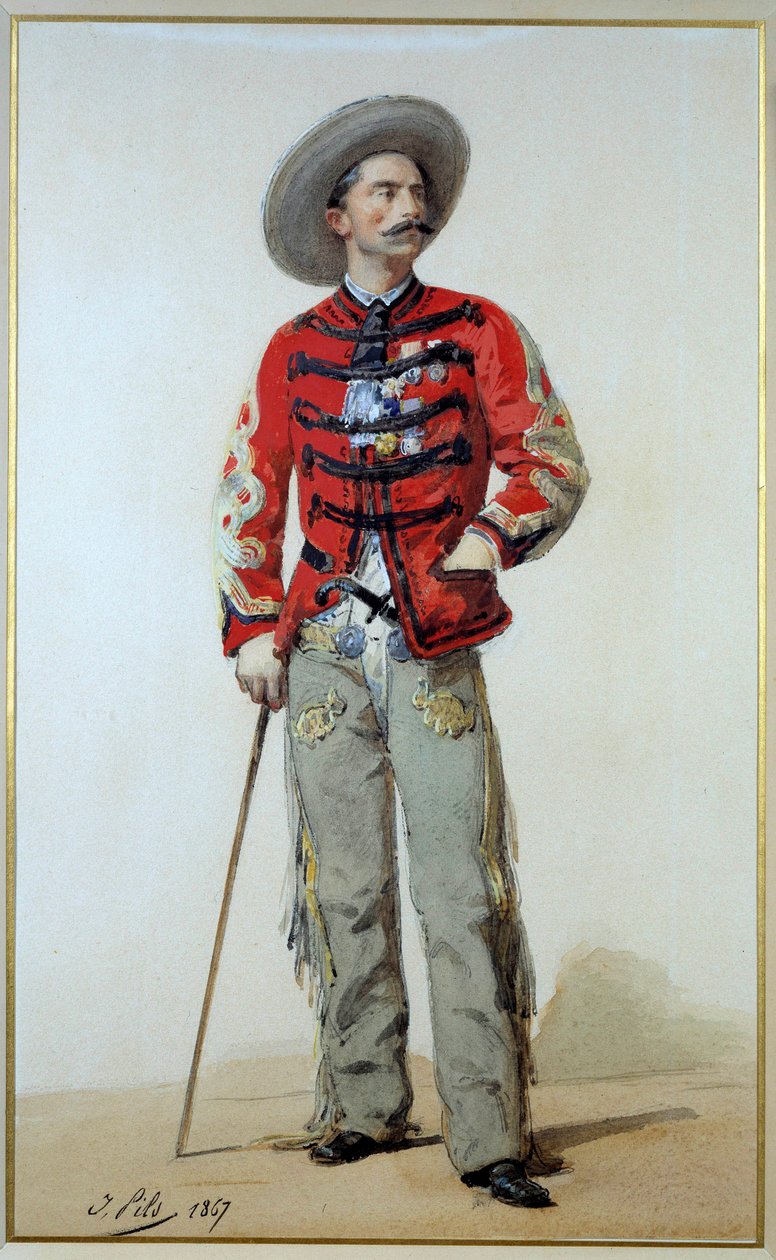 Expeditie van Mexico (1861-1867): portret van generaal Gaston Galliffet (1830-1909) in Mexico. Aquarel door Isidore Alexandre Augustin Pils (1867) door Isidore Pils