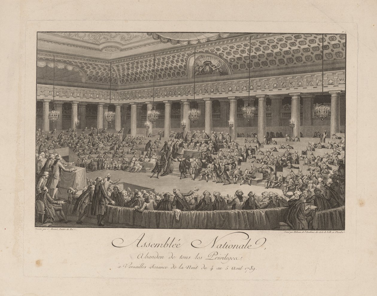 De Nacht van 4 augustus 1789 in de Nationale Vergadering, 1790 door Isidore Stanislas Helman