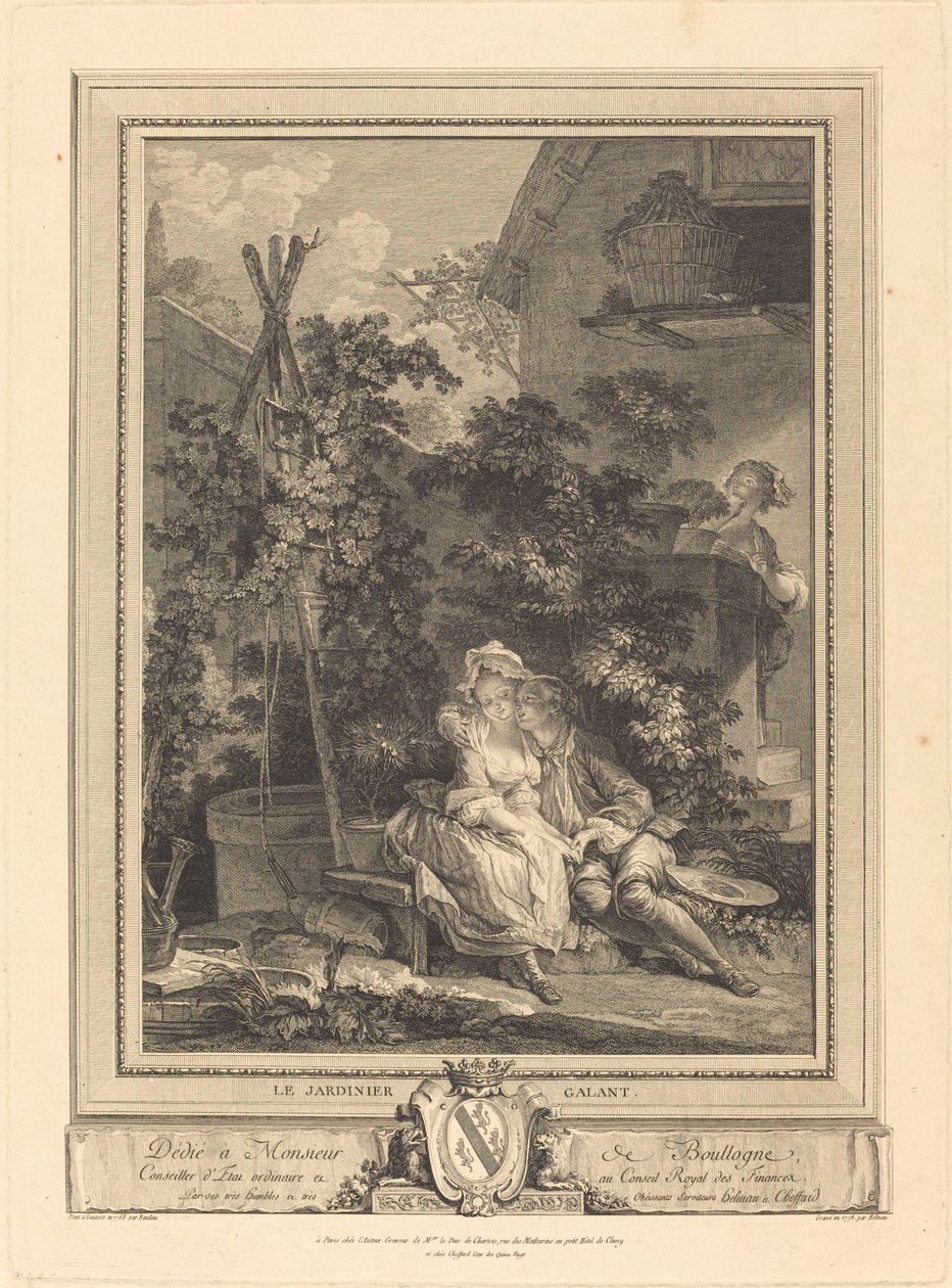 De Galante Tuinman door Isidore Stanislas Helman after Pierre Antoine Baudouin