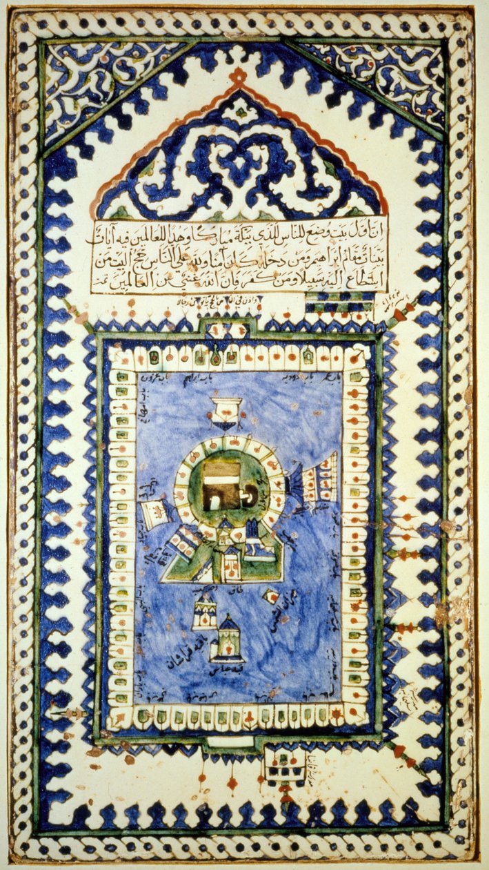 Kaart van Mekka - keramiek, Istanboel Museum van Islamitische Kunst door Islamic School
