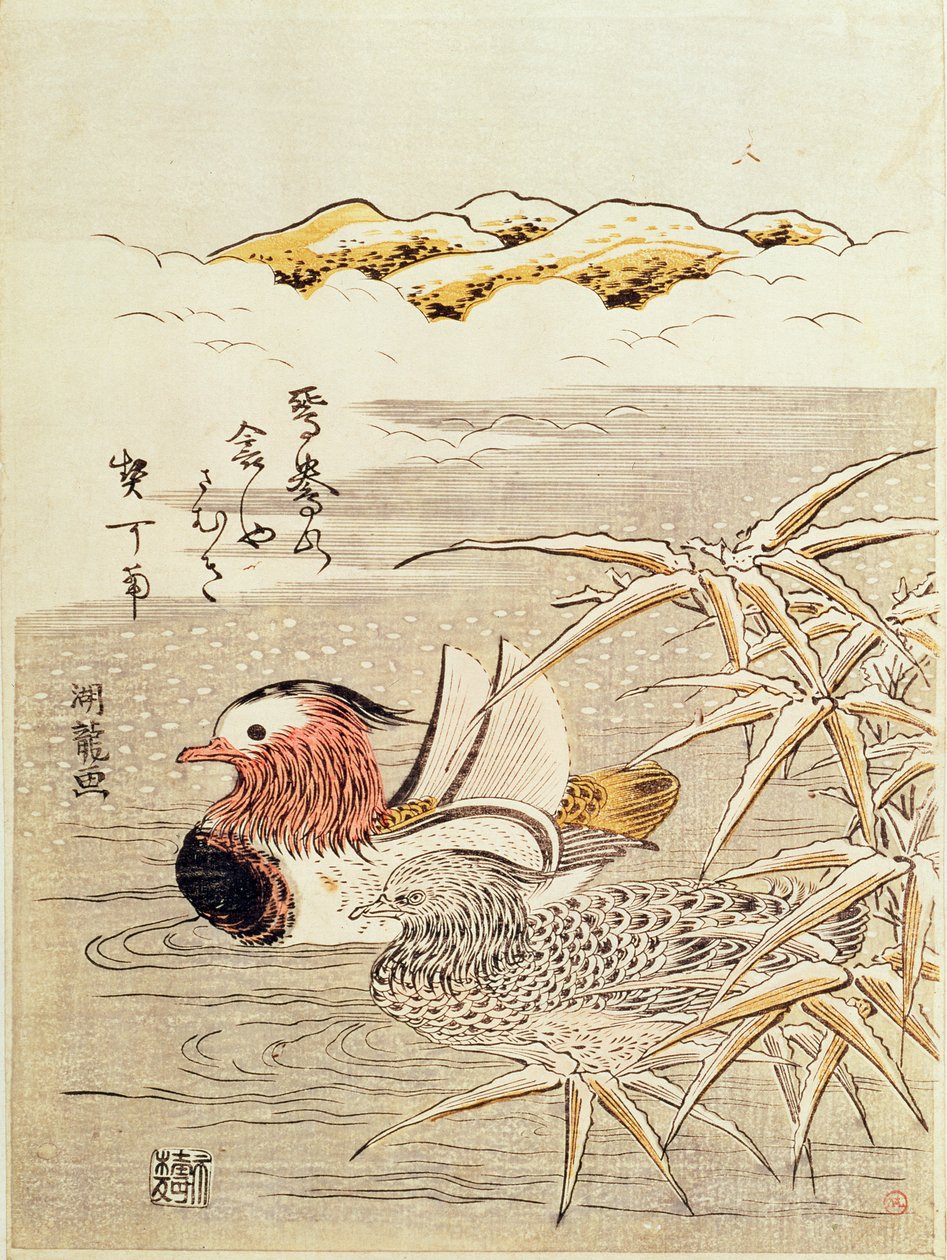 Een Paar Mandarijneenden door Isoda Koryusai