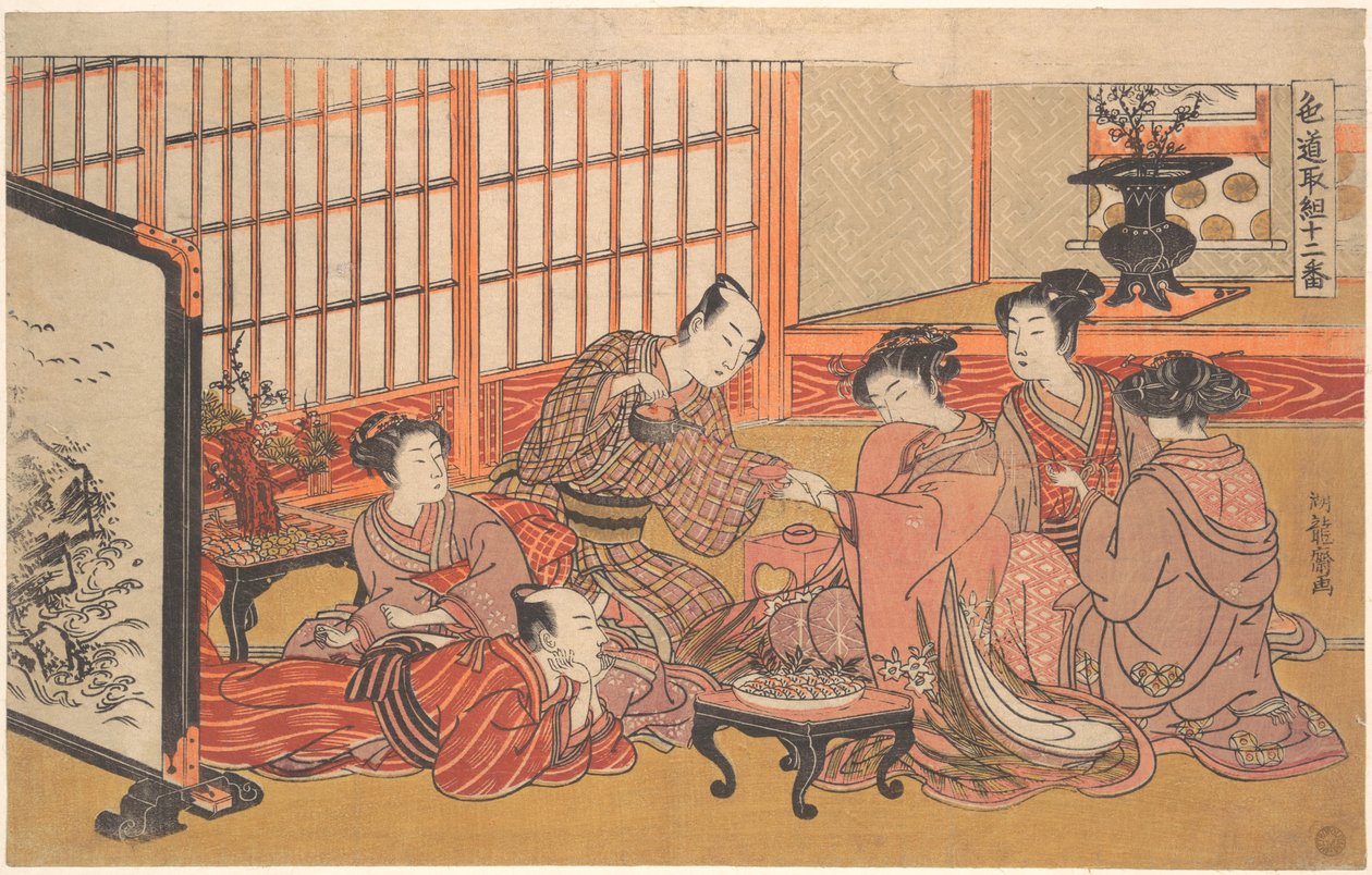 Een schijnhuwelijksceremonie door Isoda Koryusai